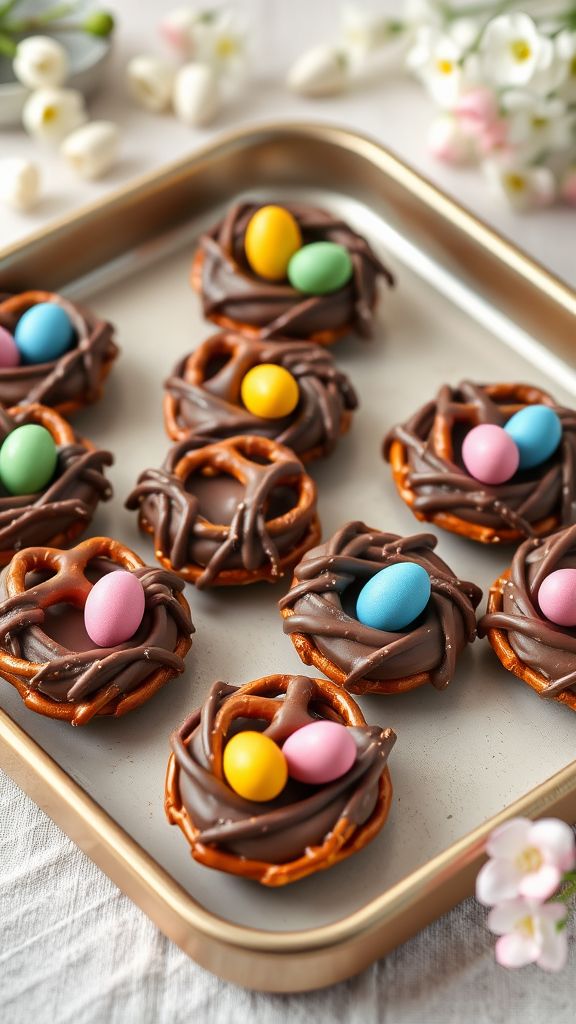 Chocolate-Covered Pretzel Nests  