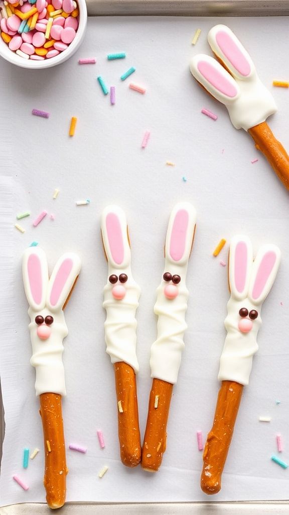 Chocolate-Dipped Bunny Pretzels