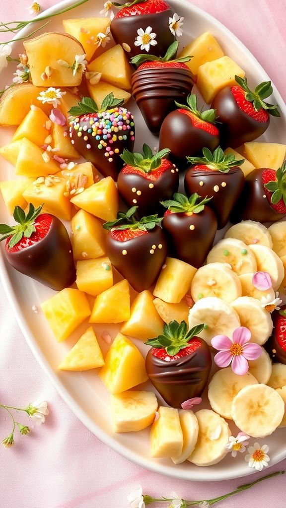 Chocolate-Dipped Fruit Blossoms