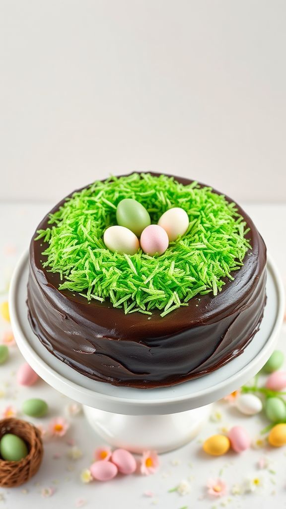 Chocolate Egg Nest Cake for Dessert