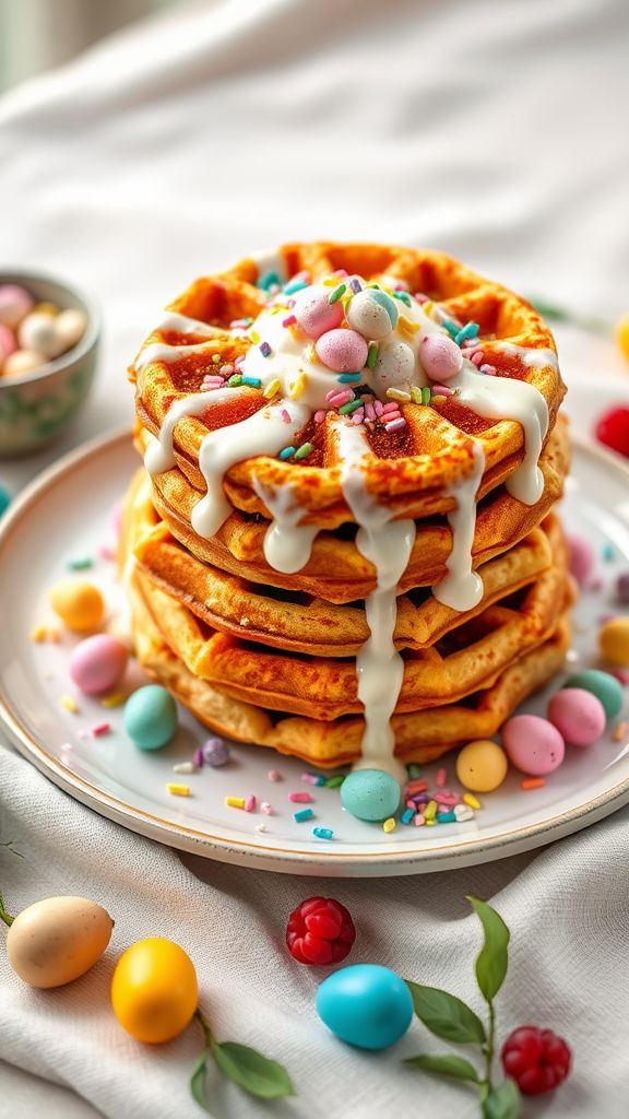 Cinnamon Roll Easter Waffles