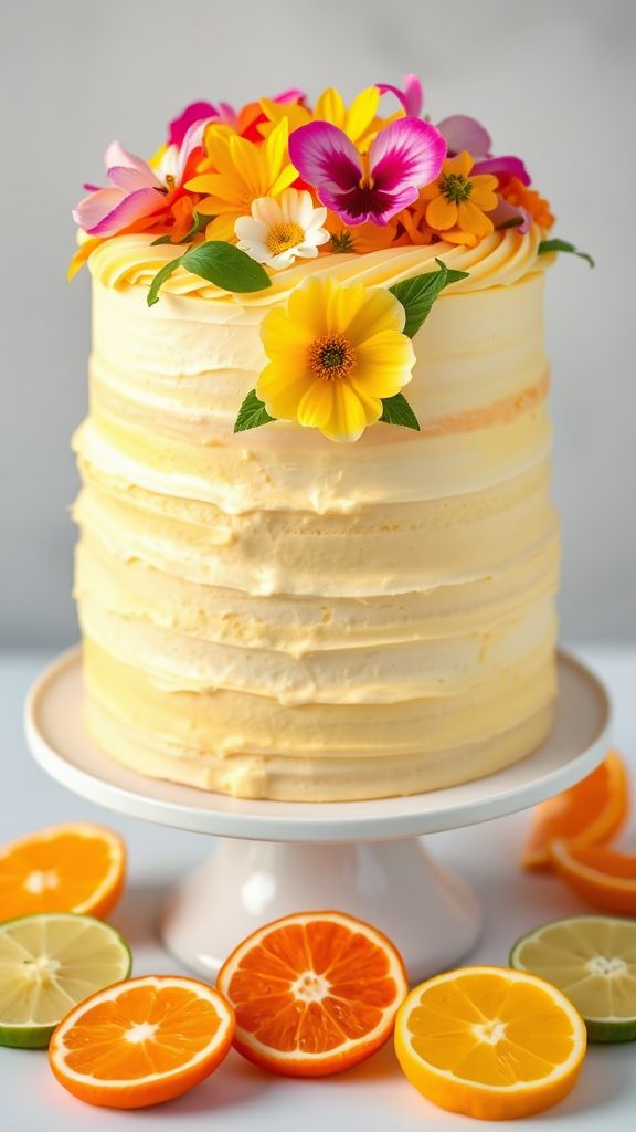 Citrus Burst Flower Cake  