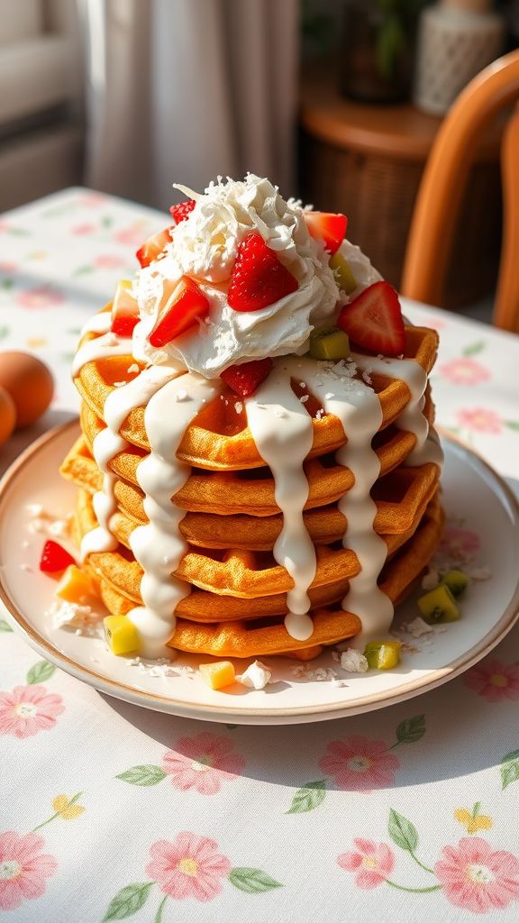 Coconut Cream Easter Waffles