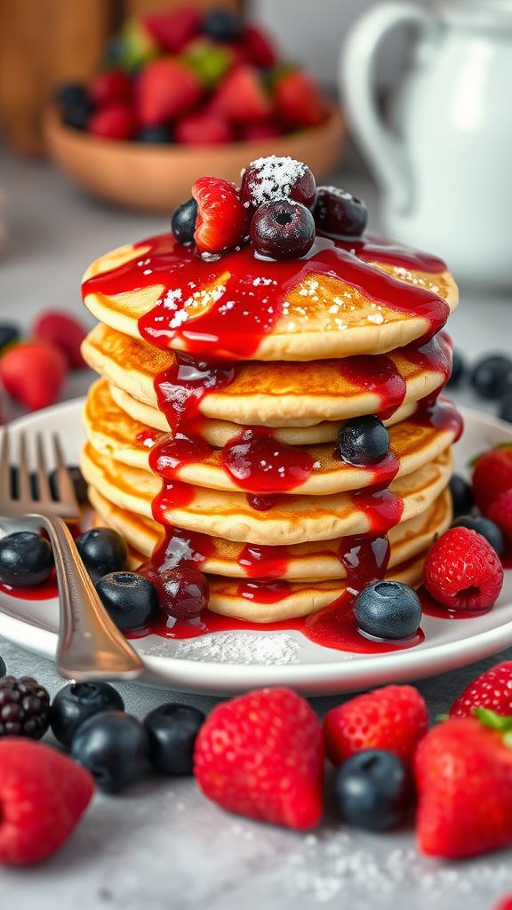 Coconut Flour Pancakes with Berry Compote