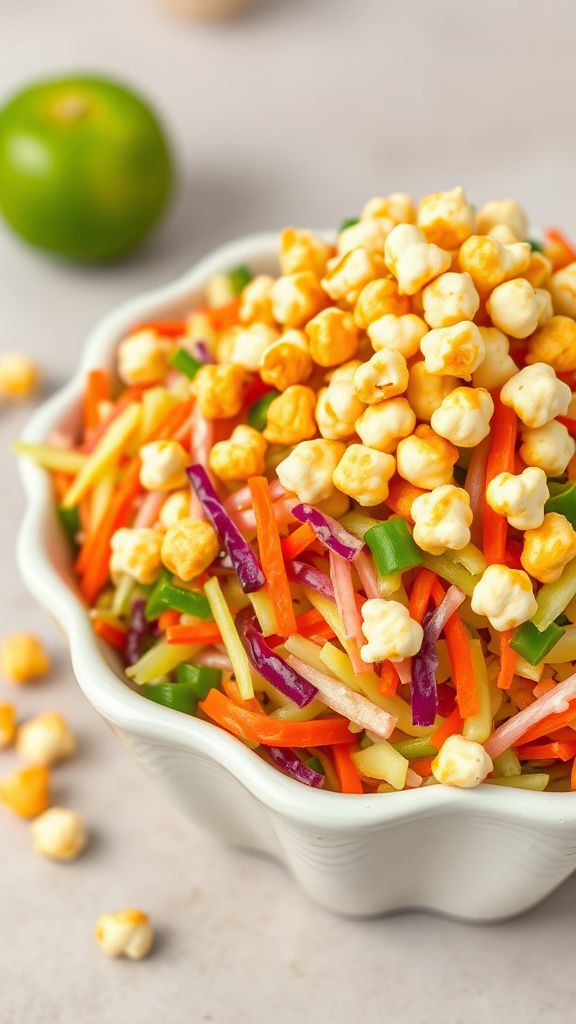 Colorful Coleslaw with Popcorn Dressing