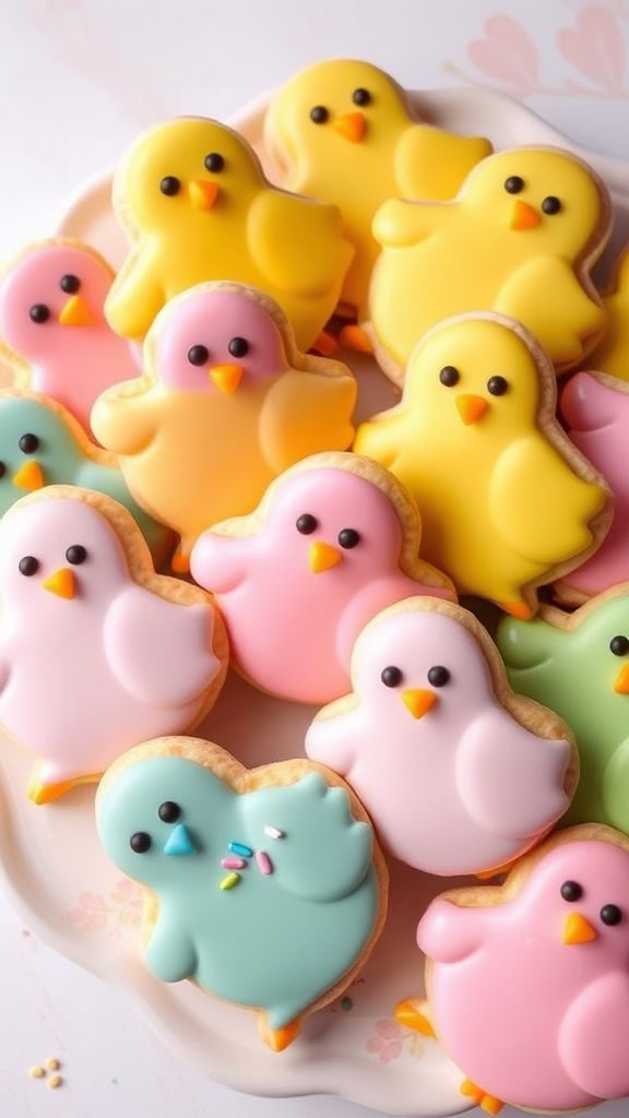 Colorful Frosted Chick Cookies