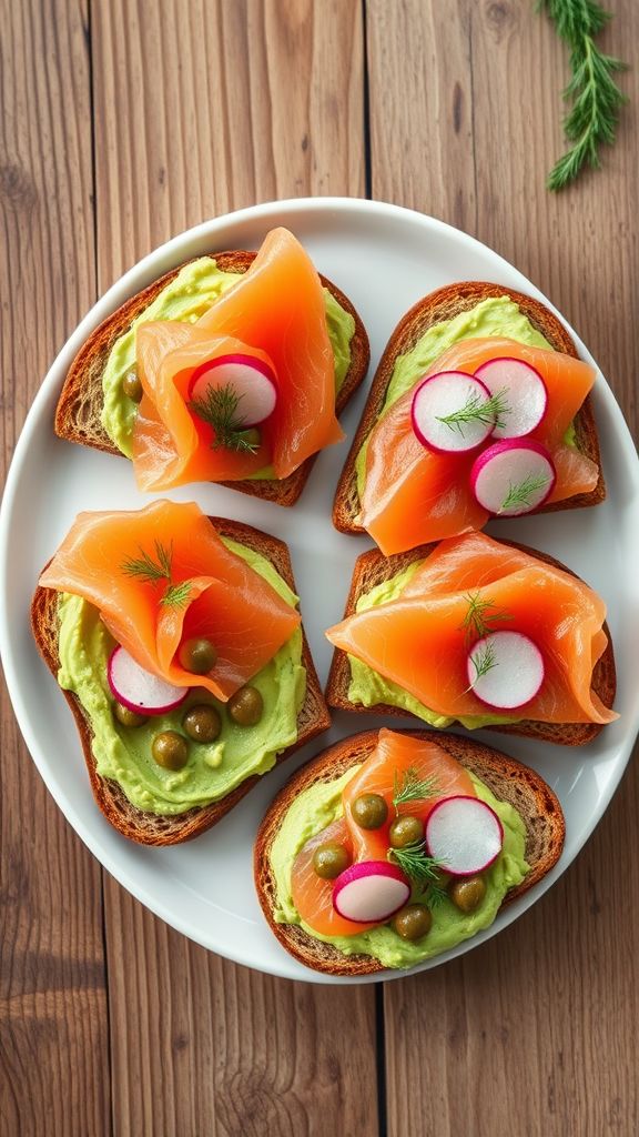 Creamy Avocado and Smoked Salmon Toasts