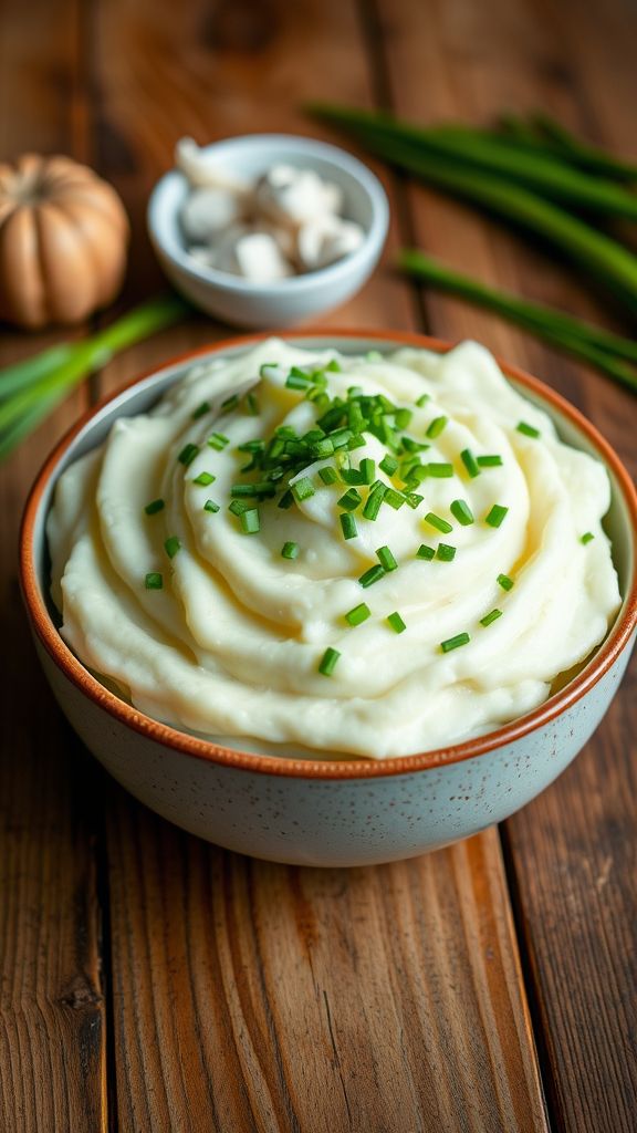 Creamy Garlic Mashed Potatoes with Chives