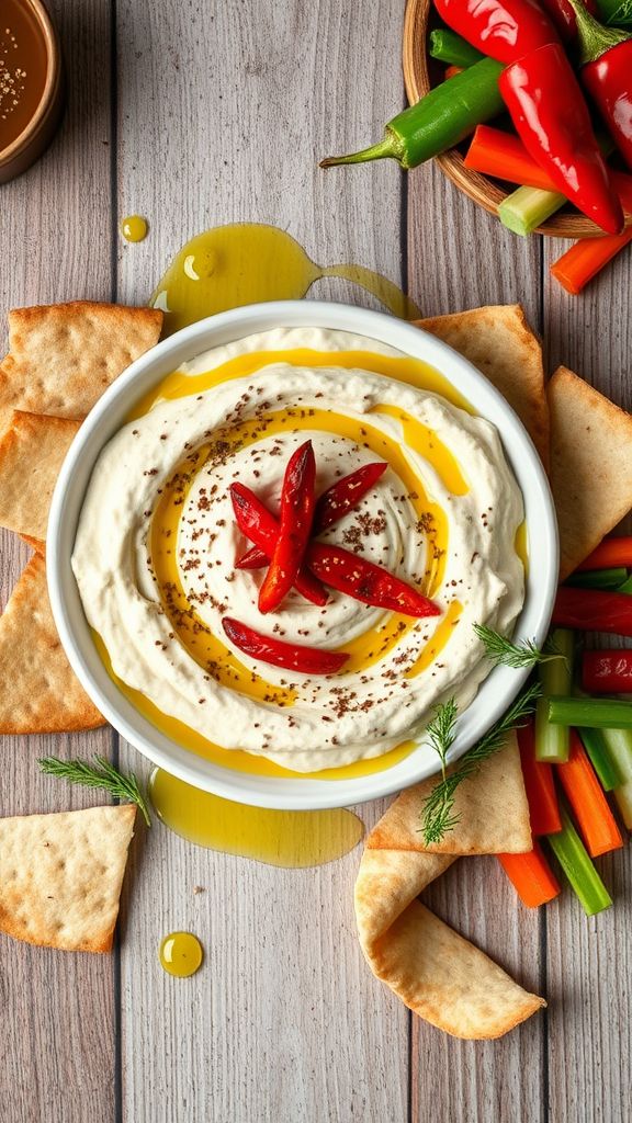 Creamy Hummus with Roasted Red Pepper and Za'atar  