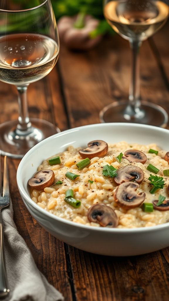 Creamy Mushroom Risotto with Asparagus