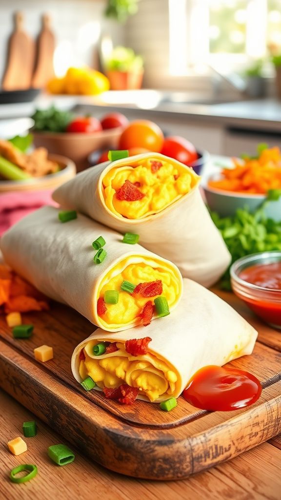 Deviled Egg Breakfast Burritos  