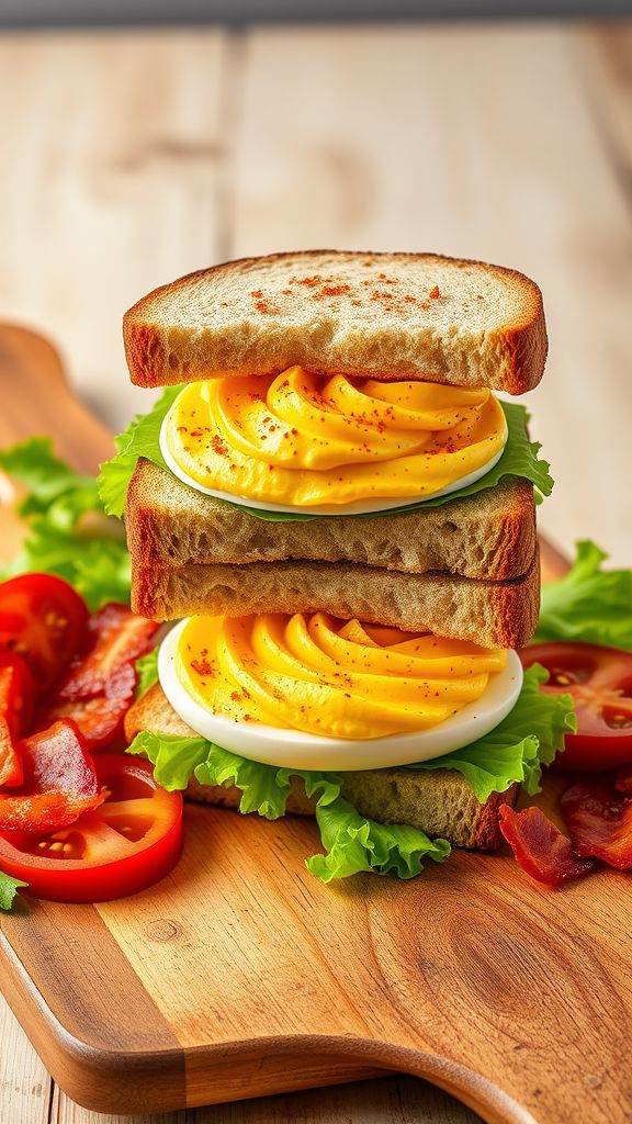 Deviled Egg Breakfast Sandwiches  