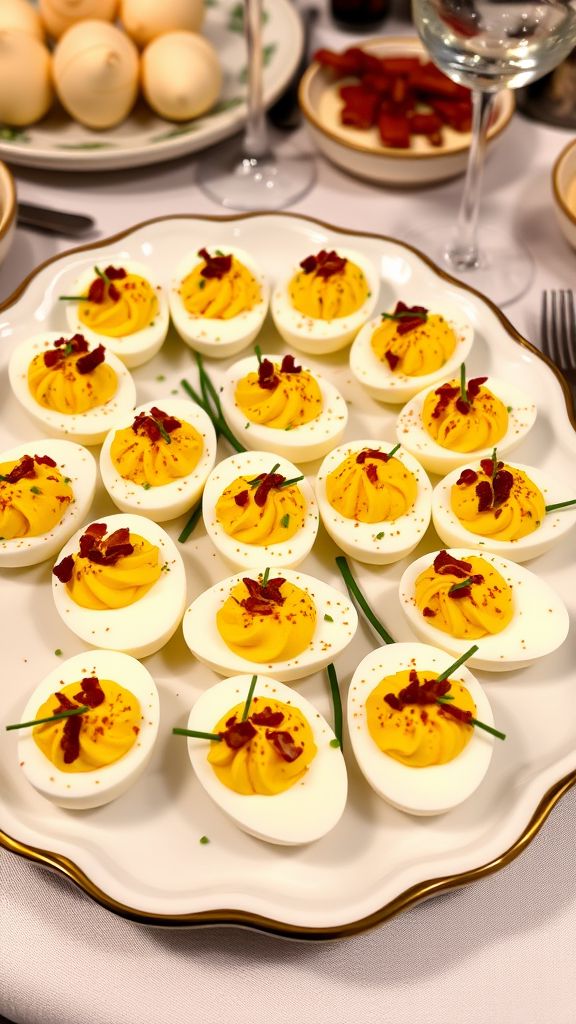 Deviled Eggs with Bacon and Chives