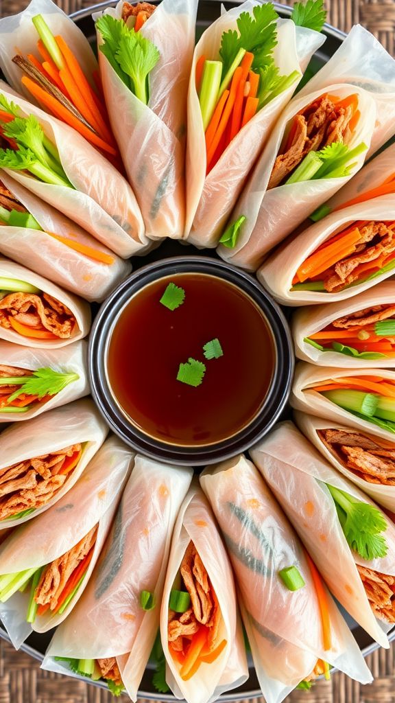 Duck and Hoisin Sauce Spring Rolls  