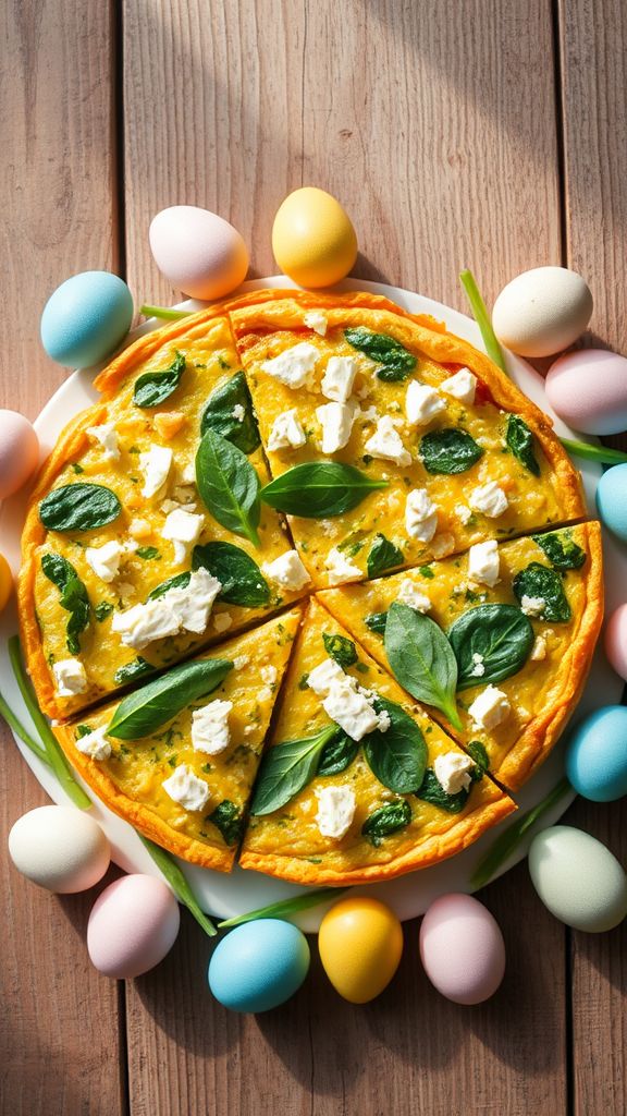 Easter Egg Frittata with Spinach and Feta  