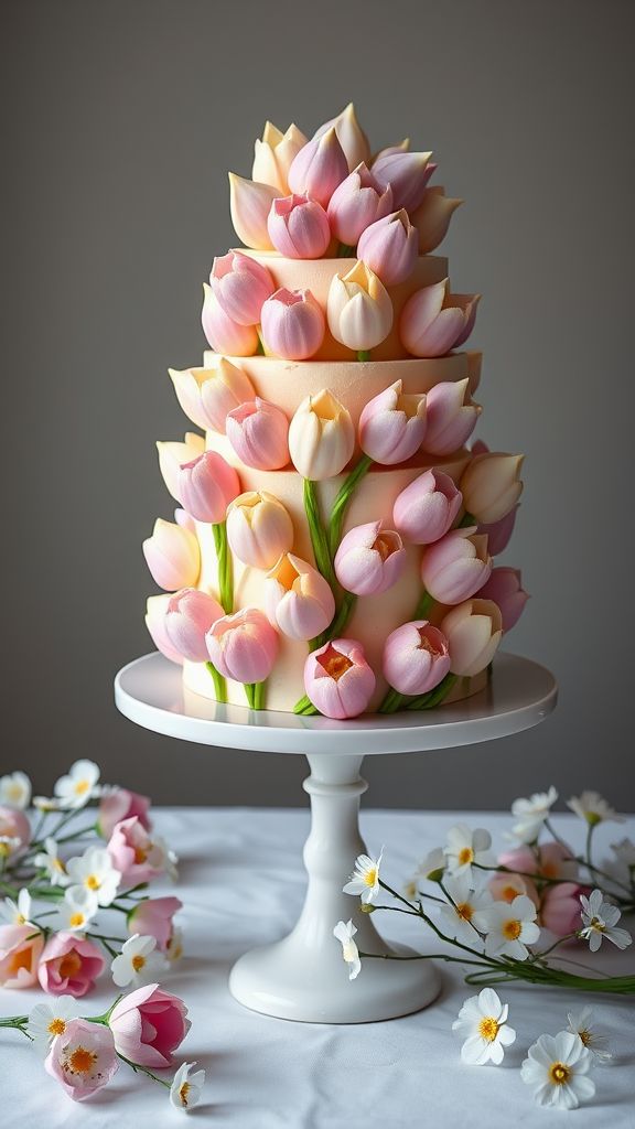 Elegant Tulip Petal Cake  