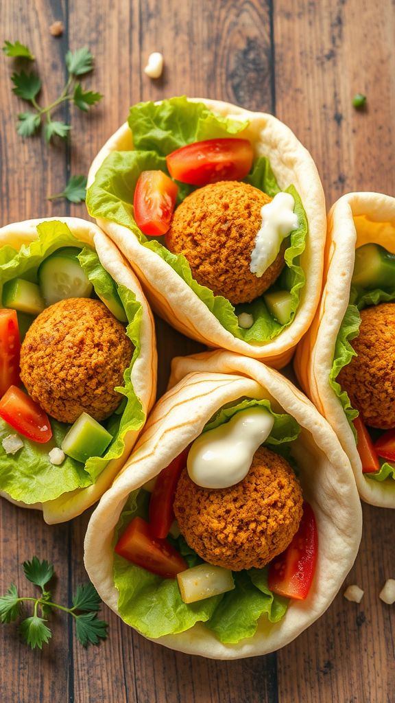 Falafel Wraps with Garlic Sauce  