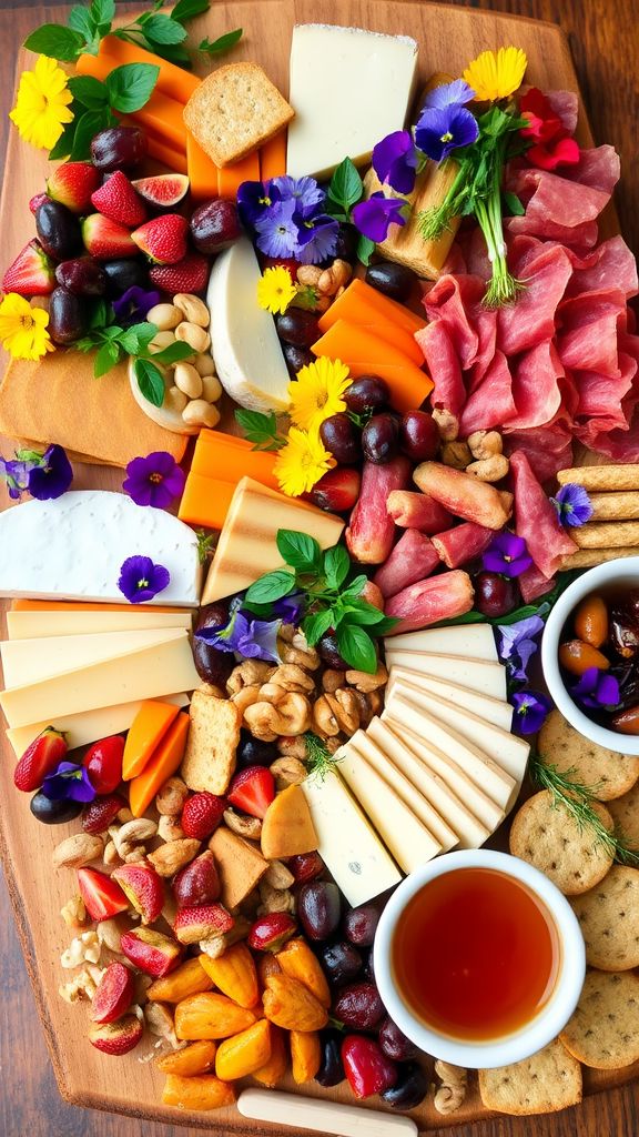 Festive Floral Charcuterie Extravaganza