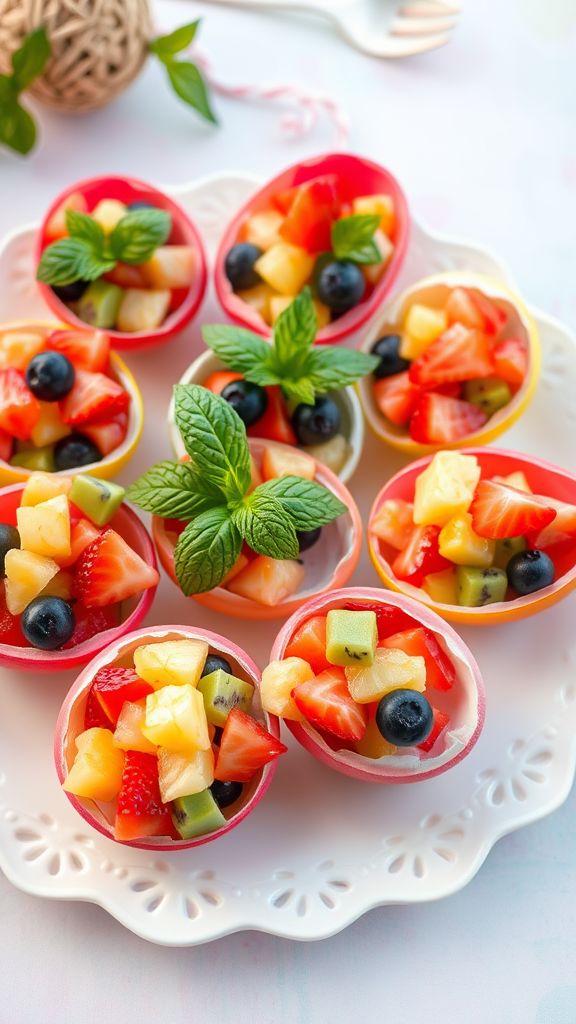 Festive Fruit Salad in Eggshells