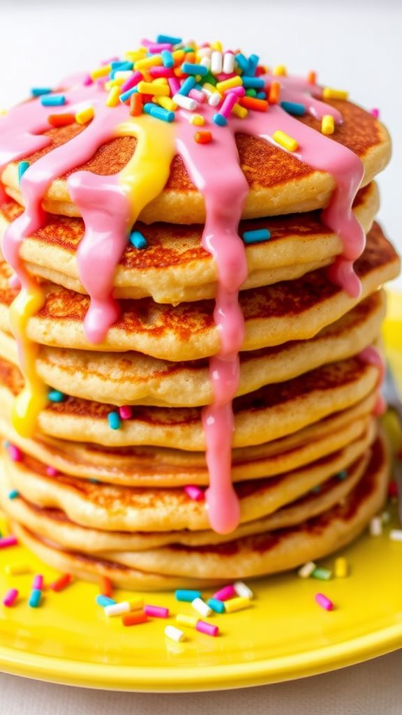 Funfetti Pancakes with Colorful Icing