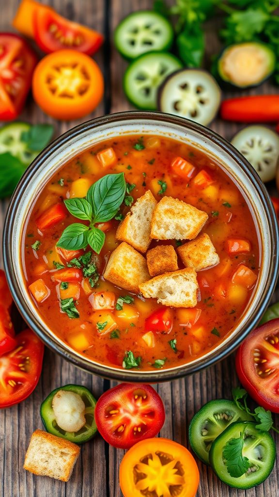 Garden Gazpacho with Croutons