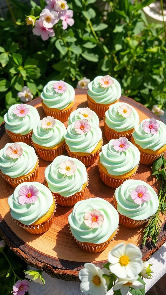 Garden Party Mint Cupcakes  