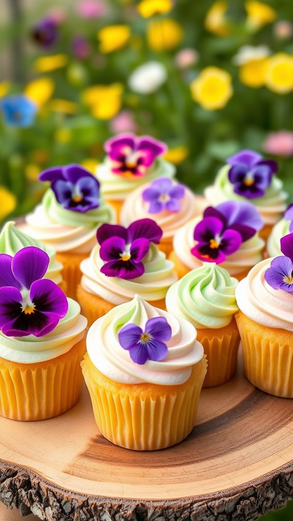 Garden Patch Cupcakes with Edible Flowers