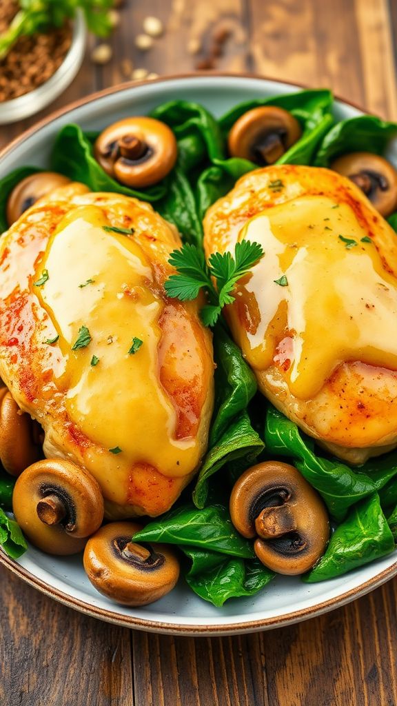 Garlic Butter Mushroom and Spinach Chicken