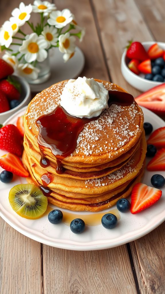 Gingerbread Spring Pancakes with Cinnamon Sugar