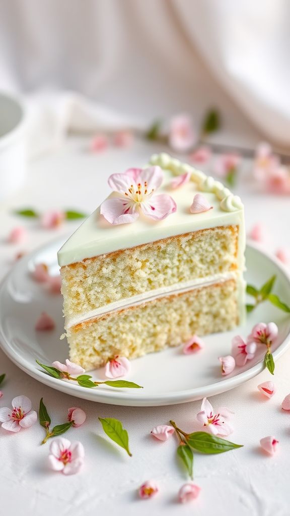 Green Tea and Cherry Blossom Cake  