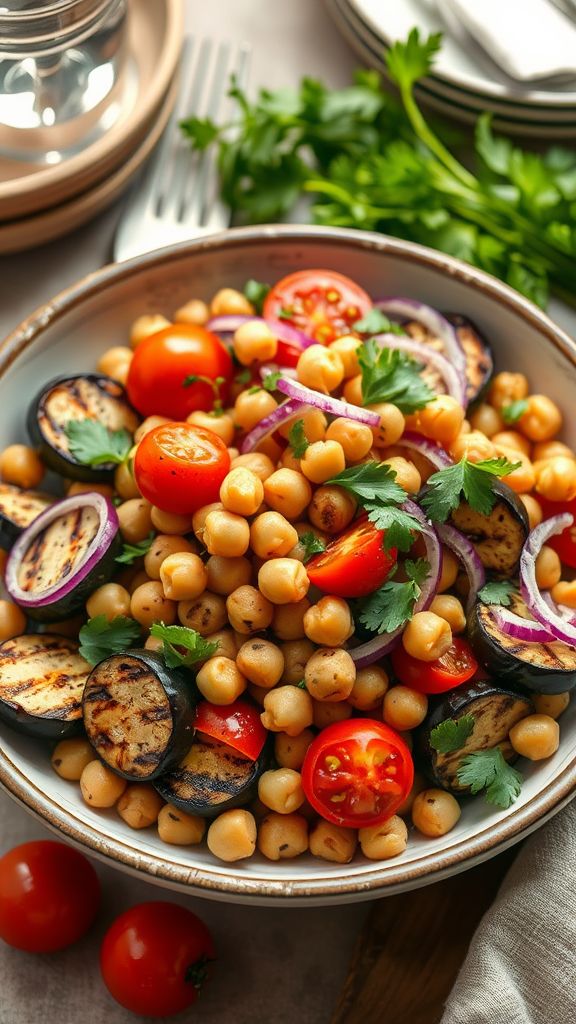 Grilled Eggplant and Chickpea Salad