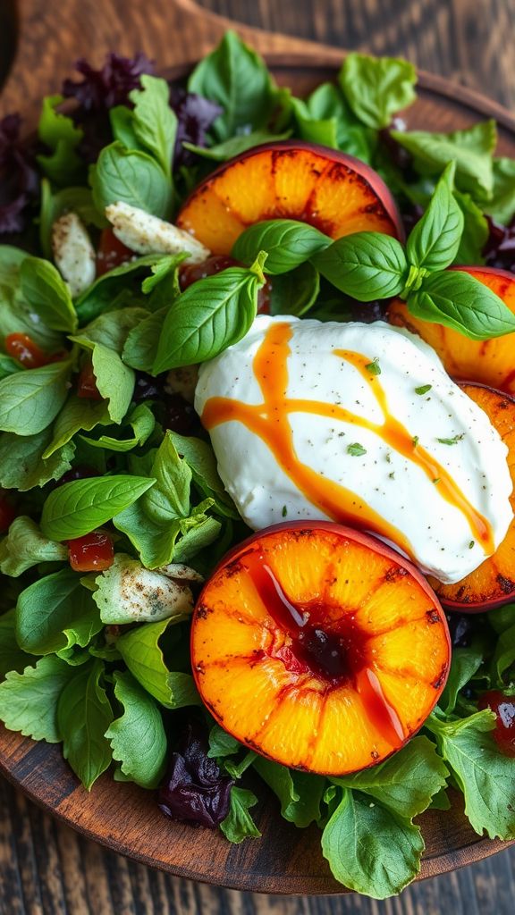 Grilled Peach and Burrata Salad 