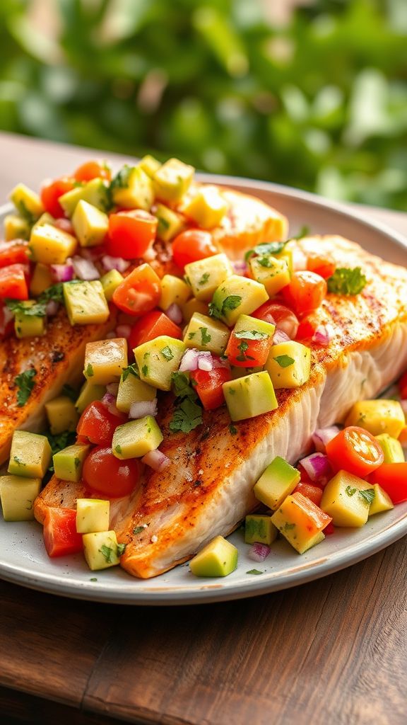 Grilled Salmon with Avocado Salsa