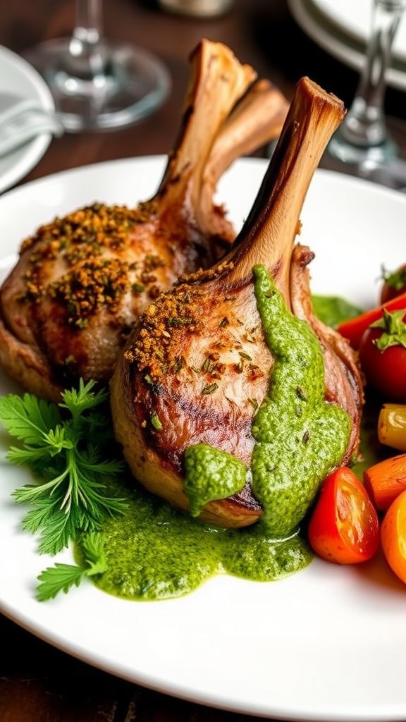 Herb-Crusted Lamb Chops with Mint Pesto