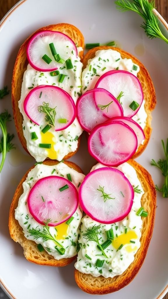 Herbed Ricotta Toast with Radishes  