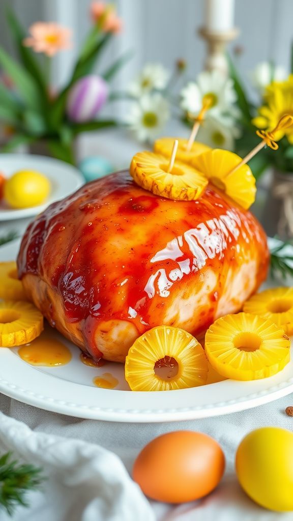 Honey Glazed Easter Ham with Pineapple