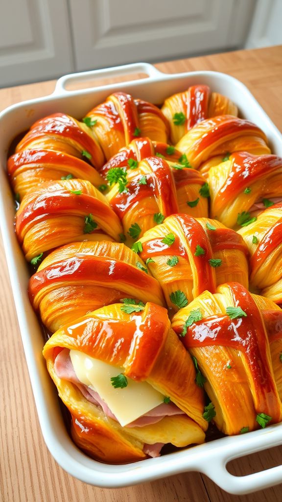 Honey-Glazed Ham and Cheese Croissant Bake  