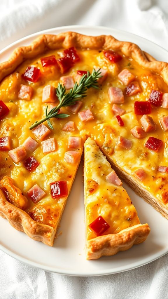 Honey Glazed Ham and Cheese Quiche