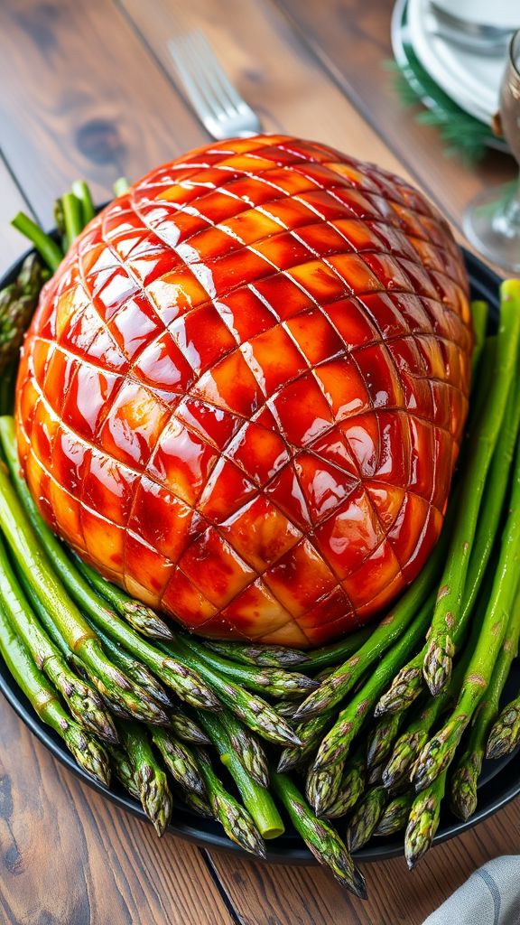 Honey-Glazed Ham with Roasted Asparagus  