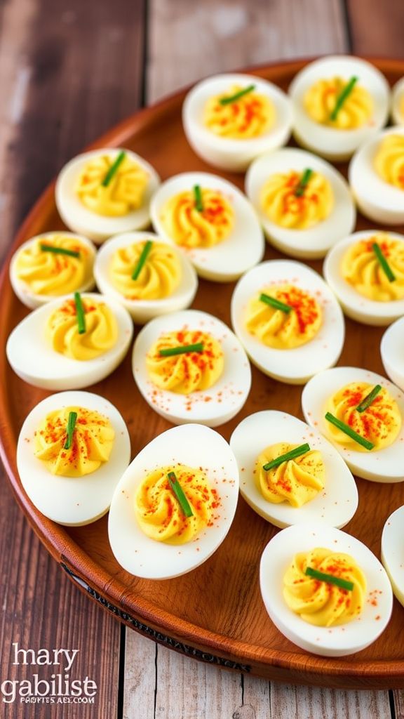 Honey Mustard Diagonal Deviled Eggs  