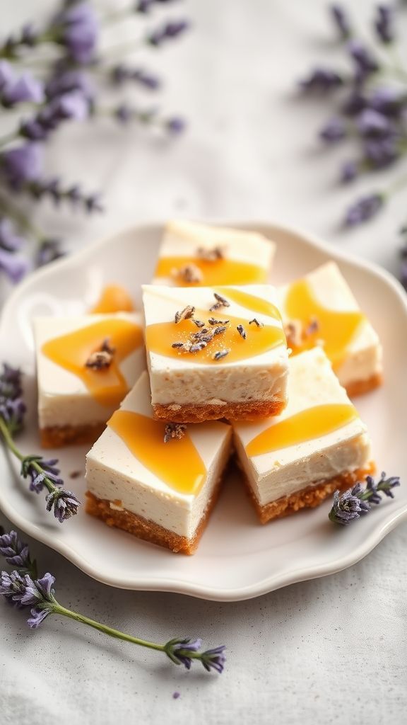 Lavender Honey Cheesecake Bars  