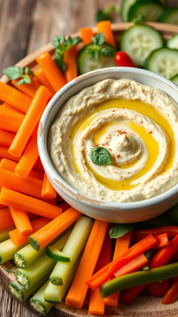 Lemon Basil Hummus with Veggie Dippers  