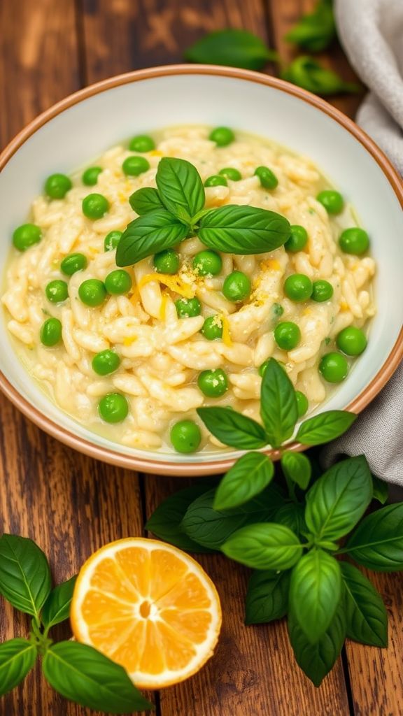 Lemon Basil Risotto with Peas