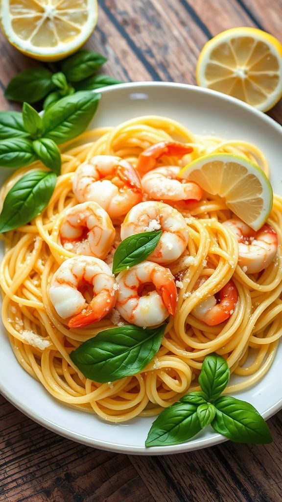 Lemon-Basil Shrimp Pasta  