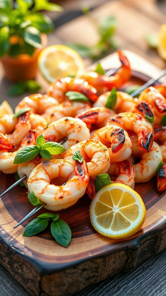 Lemon Basil Shrimp Skewers