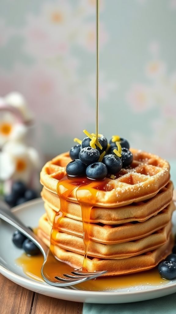 Lemon Blueberry Easter Delight Waffles