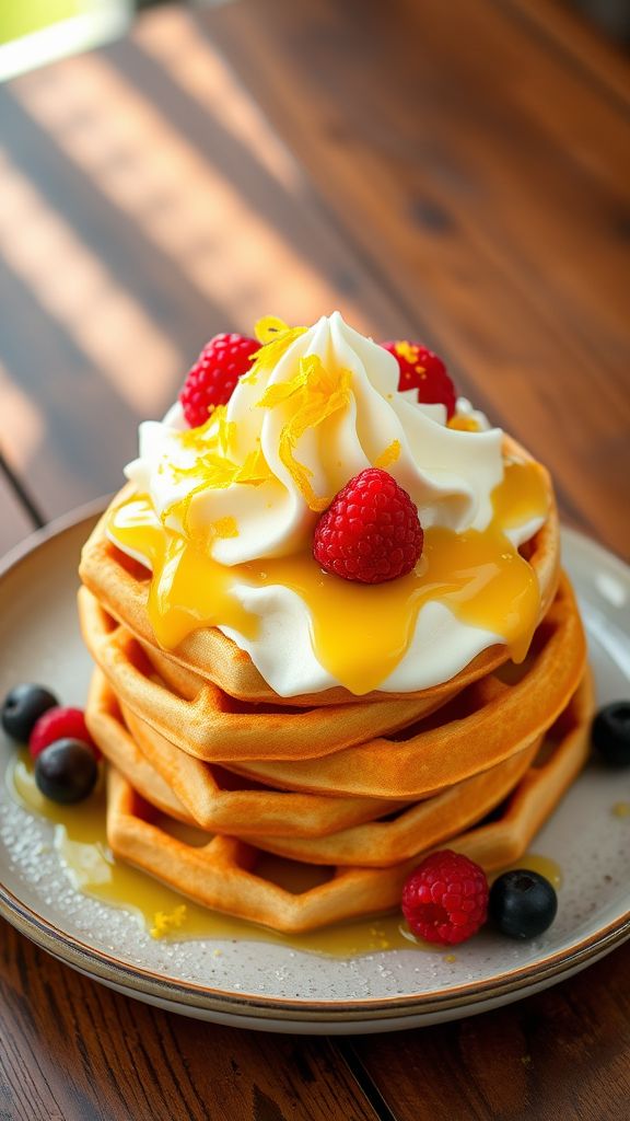 Lemon Curd and Whipped Cream Waffles