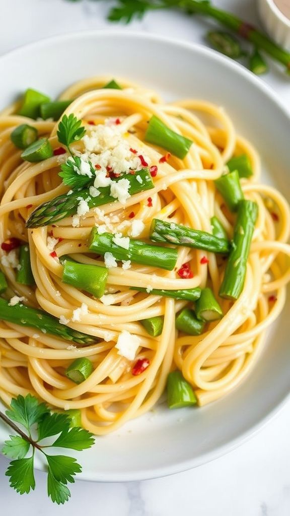 Lemon Garlic Asparagus Pasta  