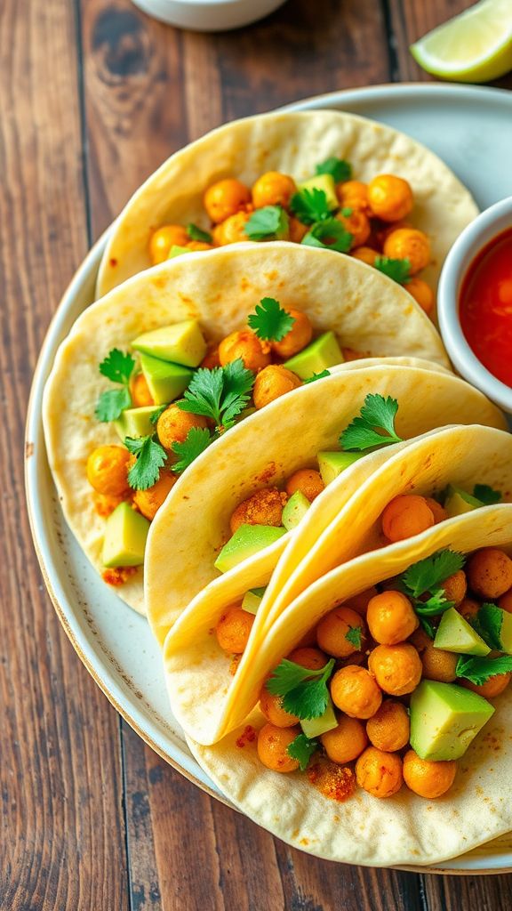 Lemon Garlic Chickpea Tacos