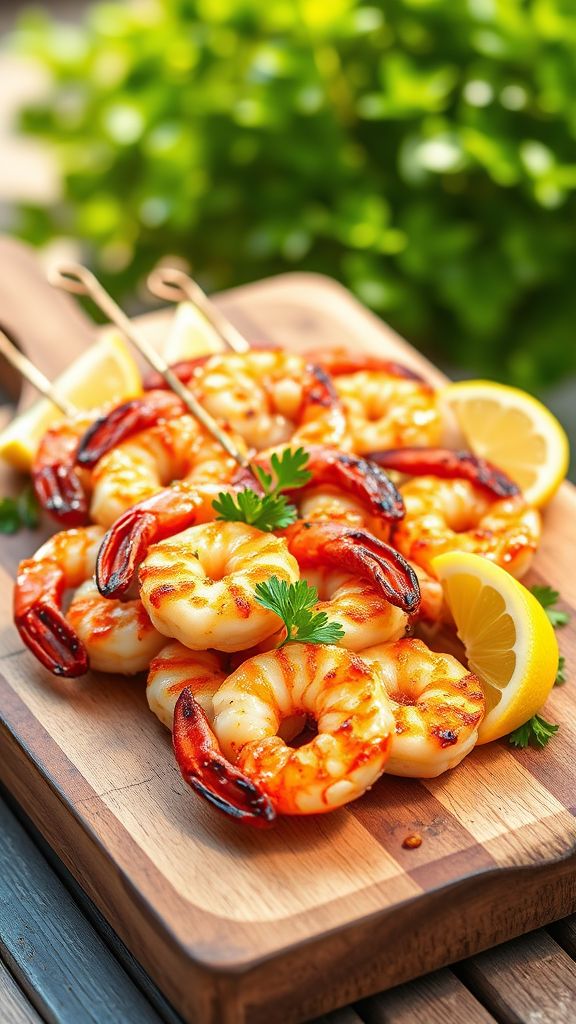 Lemon Garlic Shrimp Skewers